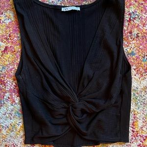 Zara Black Twist Crop Top